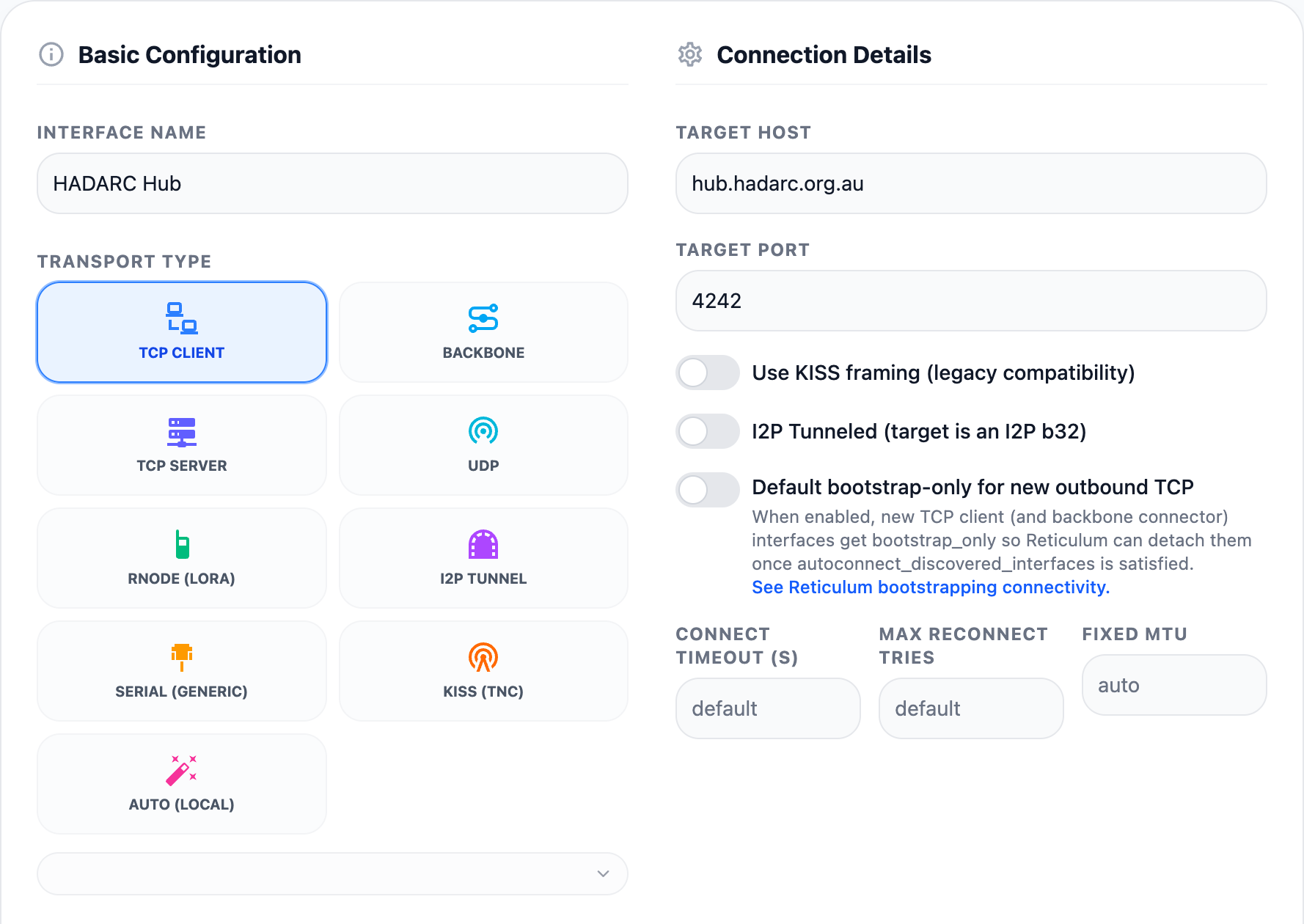 Add TCP Interface