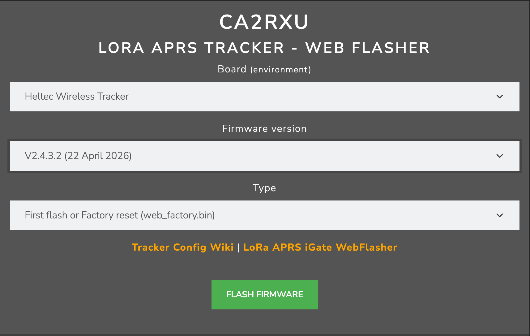 Tracker Web Flasher